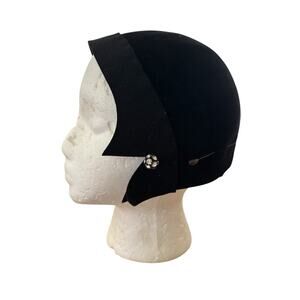 I. MAGNIN & Co Vintage Black Merriac Velour Regale Jewel Cloche Hat Flapper